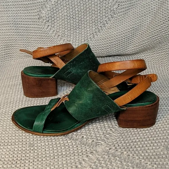 A.S. 98 genuine green leather sandals