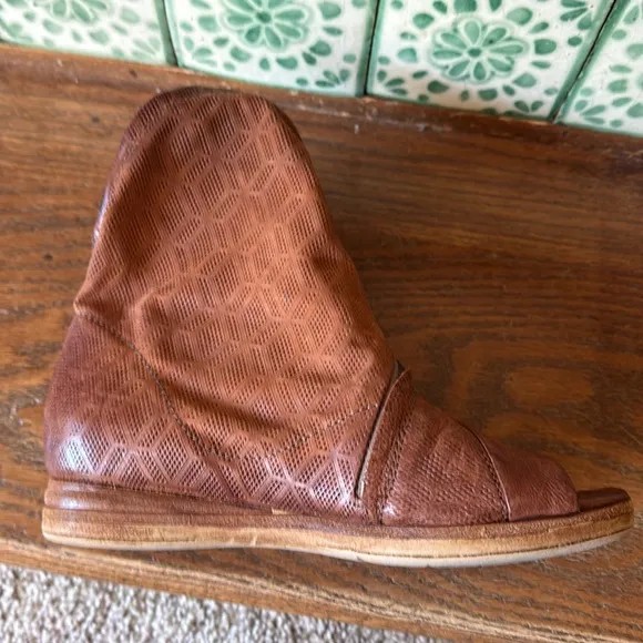 AS98 brown wedge zipper sandals size 38 or 7.5-8