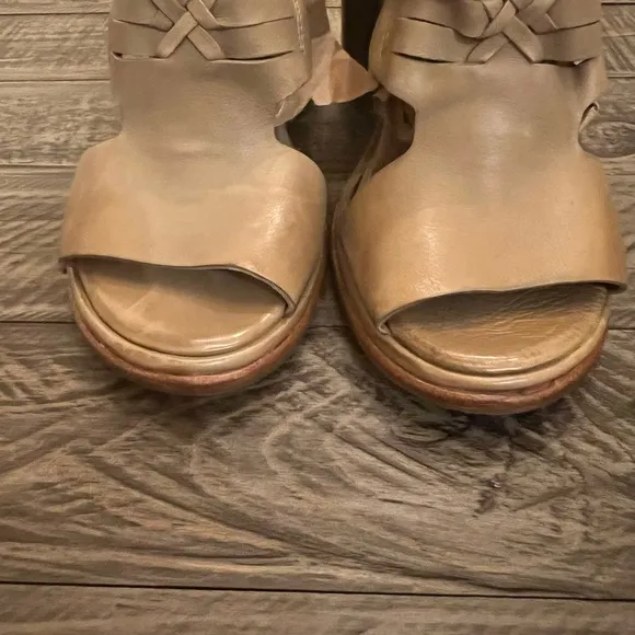 A.S.98 clay (grayish green) peep toe sandals NEW sz 37 soft leather Italy no box