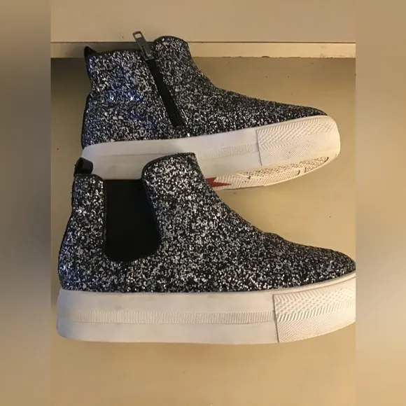 Ash girls glitter silver platform Lynn slide sneakers US 1.5 Euro 32