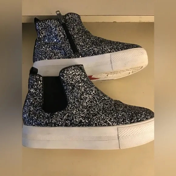 Ash girls glitter silver platform Lynn slide sneakers US 1.5 Euro 32