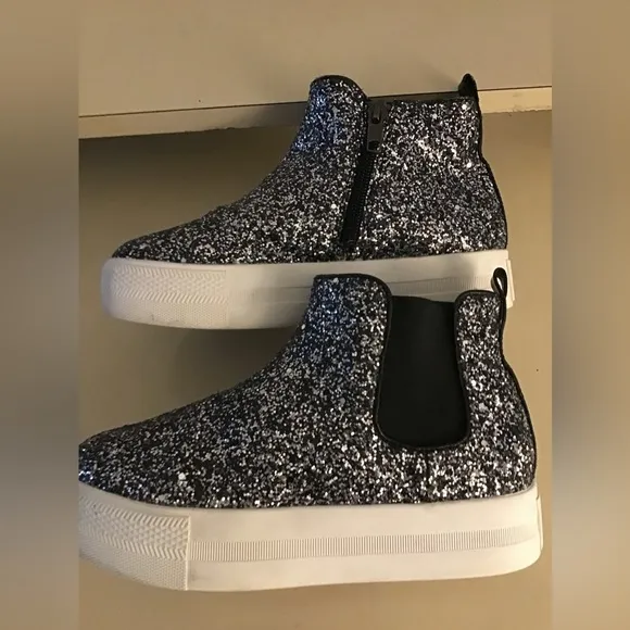 Ash girls glitter silver platform Lynn slide sneakers US 1.5 Euro 32