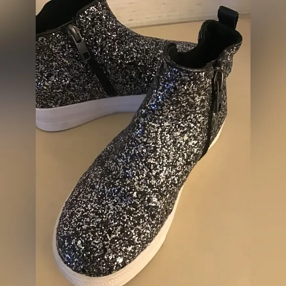 Ash girls glitter silver platform Lynn slide sneakers US 1.5 Euro 32