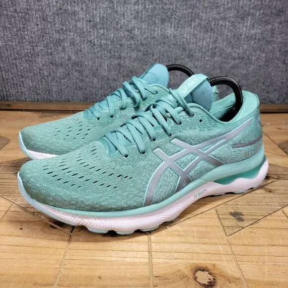 Asics Gel Nimbus 24 Womens 11 Sage / Clear Blue Athletic Running Shoes Sneakers