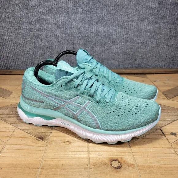 Asics Gel Nimbus 24 Womens 11 Sage / Clear Blue Athletic Running Shoes Sneakers