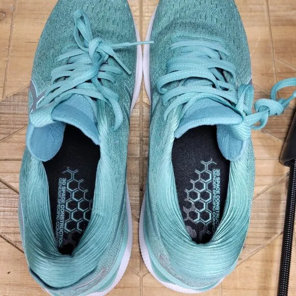 Asics Gel Nimbus 24 Womens 11 Sage / Clear Blue Athletic Running Shoes Sneakers
