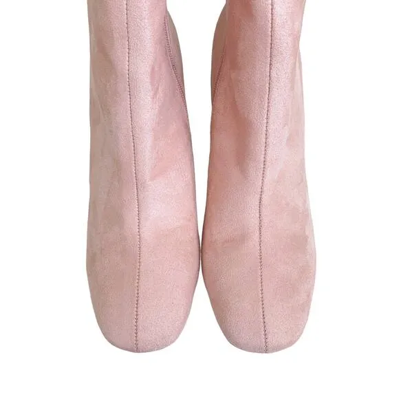 ASOS Koi Pink Suede Mod Side Zip Ankle Boots Size 6