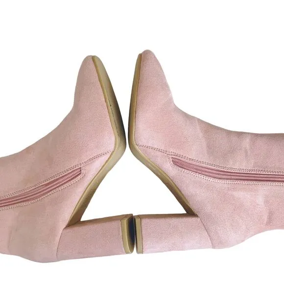 ASOS Koi Pink Suede Mod Side Zip Ankle Boots Size 6