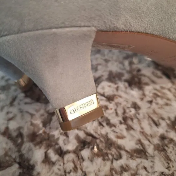 a. testoni Gray Olive  Suede patent leather Flats Italy size 35.5