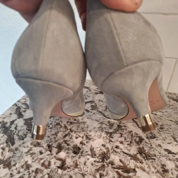 a. testoni Gray Olive  Suede patent leather Flats Italy size 35.5