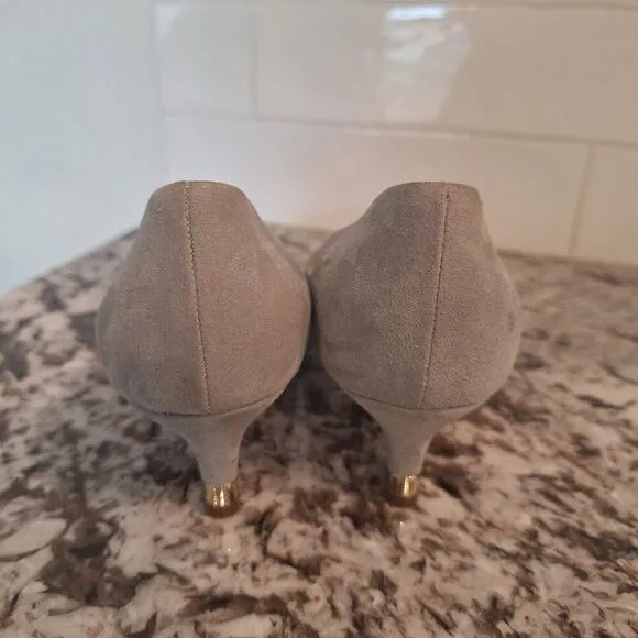 a. testoni Gray Olive  Suede patent leather Flats Italy size 35.5