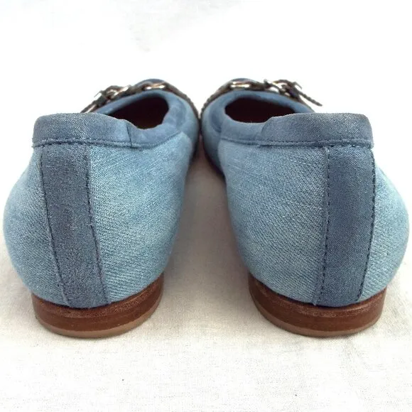 Attilio Giusti Leombruni AGL Denim Blue Ballet Flats w/Snakeprint Cap Toe Sz 37