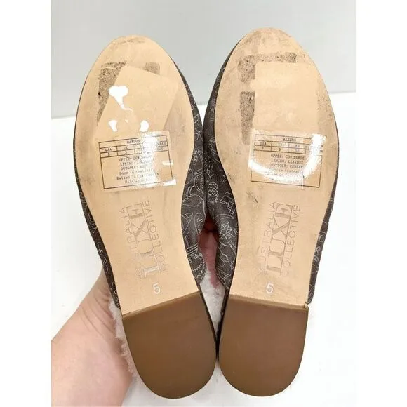 Australia Luxe Collective Marcos Mule Womens 5 Brown Leather Shearling Flats