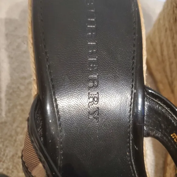 Authentic Burberry Patent Leather Wedge Thongs Sandals size 41 (size 11 …