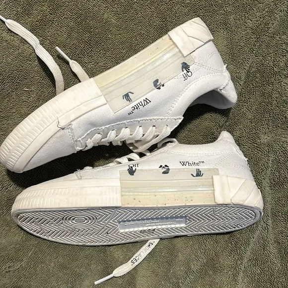 AUTHENTIC Off White low Vulcanized eco canvas sneakers white pink size 38 No box