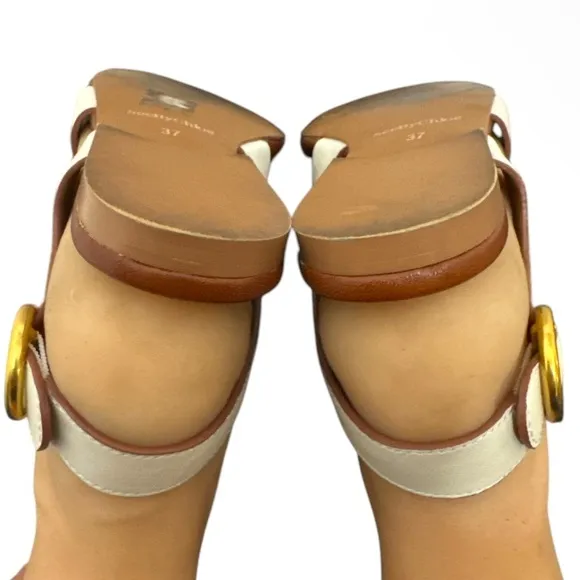 Authentic See by Chloe designer leather sandals sz 7 Euro 37