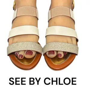 Authentic See by Chloe designer leather sandals sz 7 Euro 37