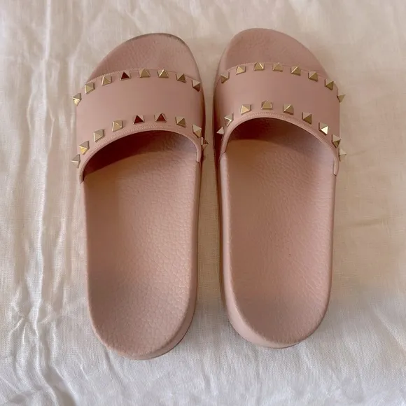 Authentic Valentino Rockstud Rubber Pool Slides Water Rose Pink 10US / 40EU