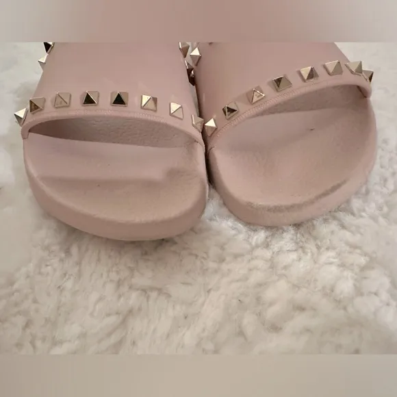 Authentic Valentino Rockstud Rubber Pool Slides Water Rose Pink 10US / 40EU