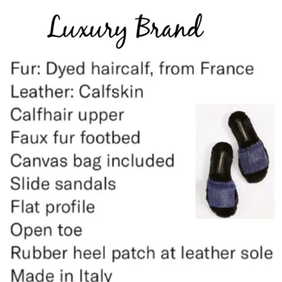 🙂Avec  Moderation Navy Fur &amp; Leather Blue-Bora Bora Comfy Soft 38 🇮🇹