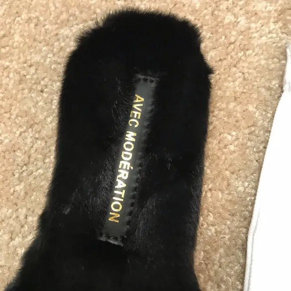 🙂Avec  Moderation Navy Fur &amp; Leather Blue-Bora Bora Comfy Soft 38 🇮🇹