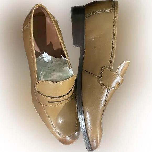 Azyrrha mens dress shoes penny loafers slip on formal size 9 leather NEW