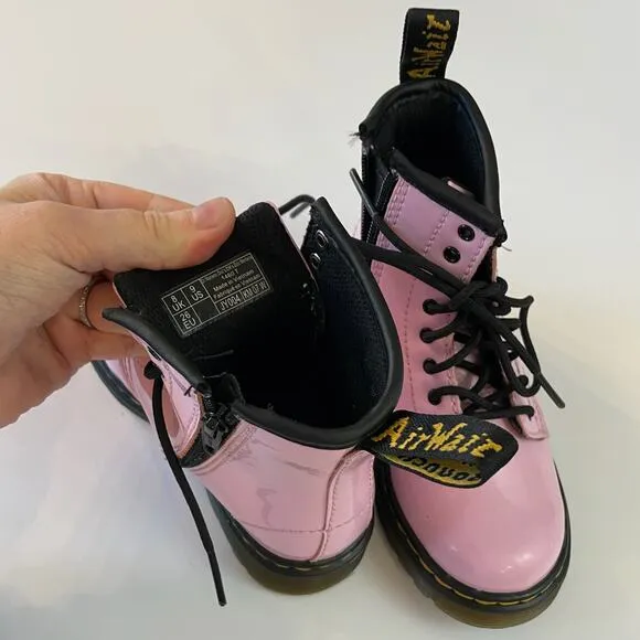 Baby Light Pink Patent Leather Side Zip Lace Up 1460 Dr. Martens Size Toddler 9