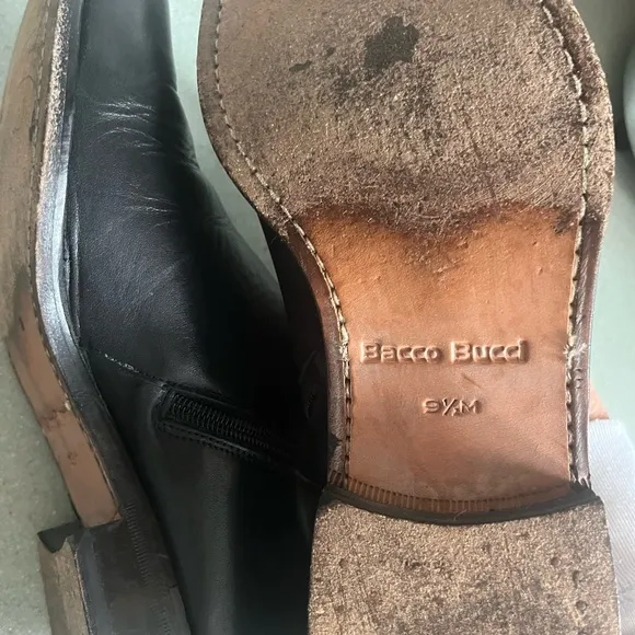Bacco Bucci Men's Black Leather Ankle Boots Size 9.5 (43) side zipper
