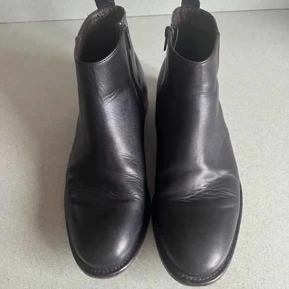 Bacco Bucci Men's Black Leather Ankle Boots Size 9.5 (43) side zipper