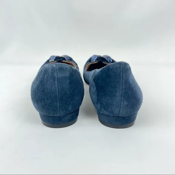 Badgley Mischka Blue Suede Flats with Rhinestones size 8.5
