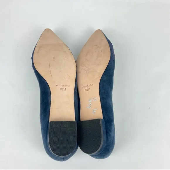 Badgley Mischka Blue Suede Flats with Rhinestones size 8.5