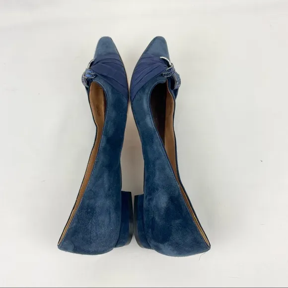 Badgley Mischka Blue Suede Flats with Rhinestones size 8.5