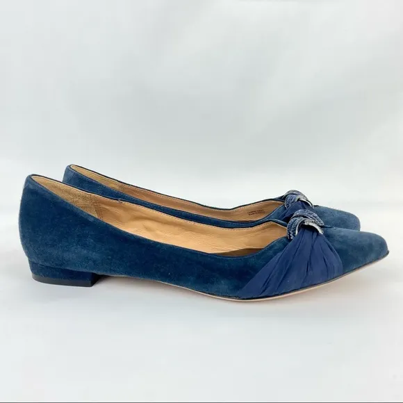 Badgley Mischka Blue Suede Flats with Rhinestones size 8.5