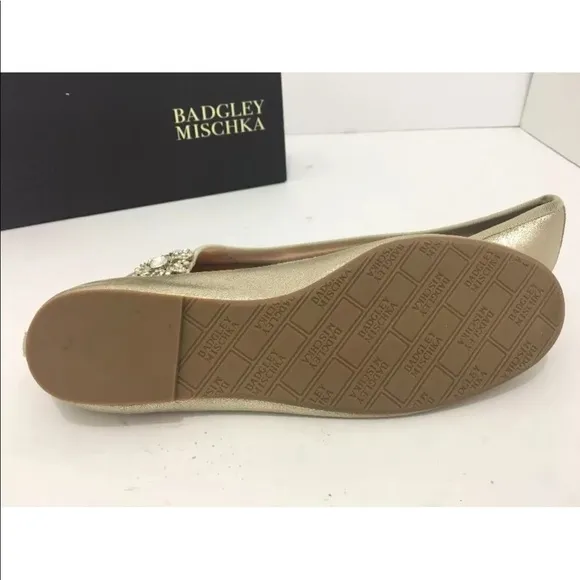 🆕Badgley Mischka Bridal Flat Gold Metallic Suede