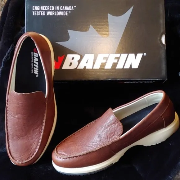 Baffin NIB Rust Leather Kauai Slip-On Loafers