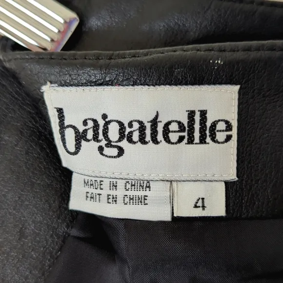Bagatelle 90's Vintage Genuine Leather High Waisted A-Line Mini Skirt Black 4