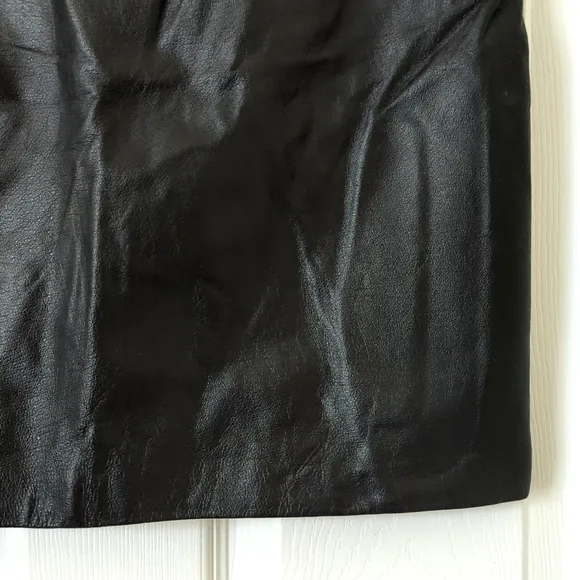 Bagatelle 90's Vintage Genuine Leather High Waisted A-Line Mini Skirt Black 4