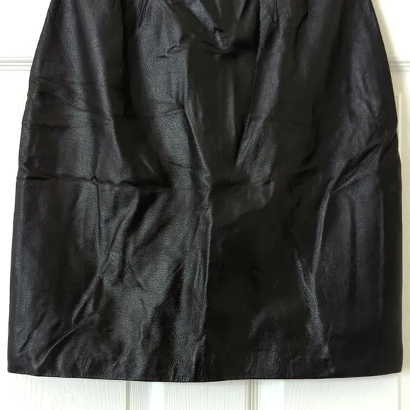 Bagatelle 90's Vintage Genuine Leather High Waisted A-Line Mini Skirt Black 4