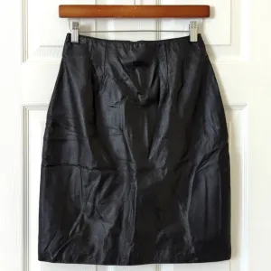 Bagatelle 90's Vintage Genuine Leather High Waisted A-Line Mini Skirt Black 4