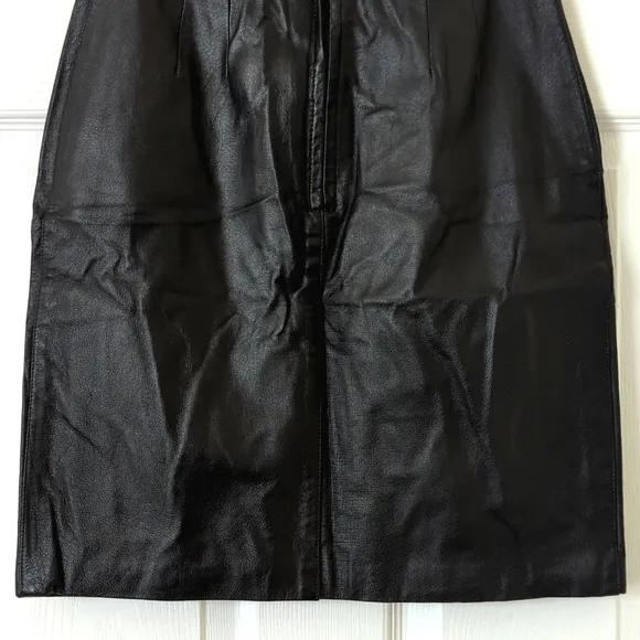 Bagatelle 90's Vintage Genuine Leather High Waisted A-Line Mini Skirt Black 4