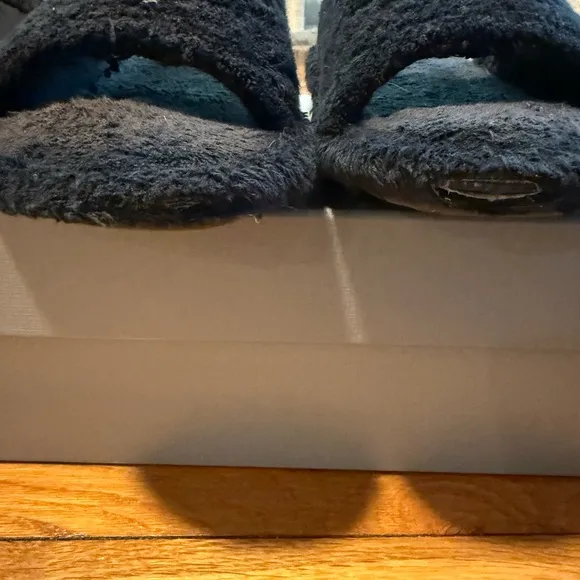 Balenciaga Black Terry Hotel Slides with Gold Emblem