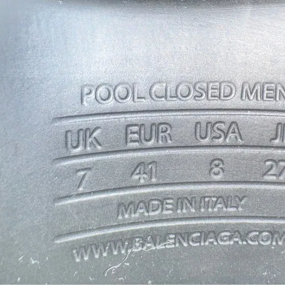 Balenciaga Closed Pool Men’s Black Slides size 41/8