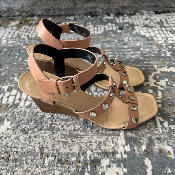 Balenciaga Studded Leather Wedge Sandals