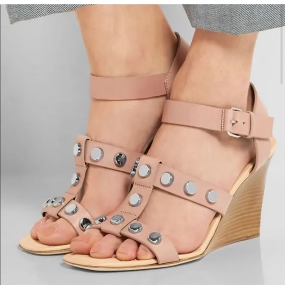 Balenciaga Studded Leather Wedge Sandals