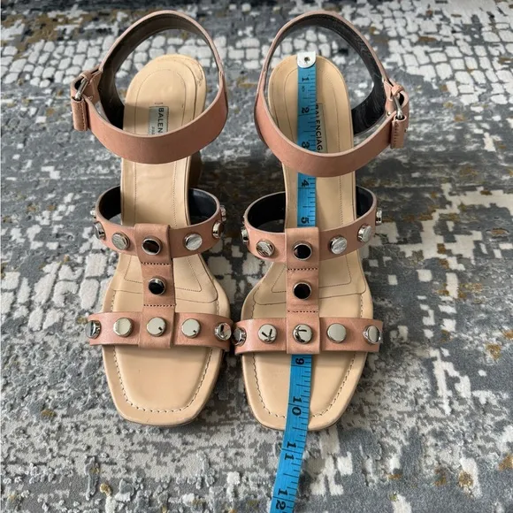 Balenciaga Studded Leather Wedge Sandals