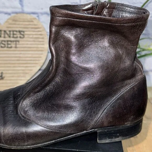 Bally Men's Vintage dark Brown Leather Side Zip Boots Size US 11M