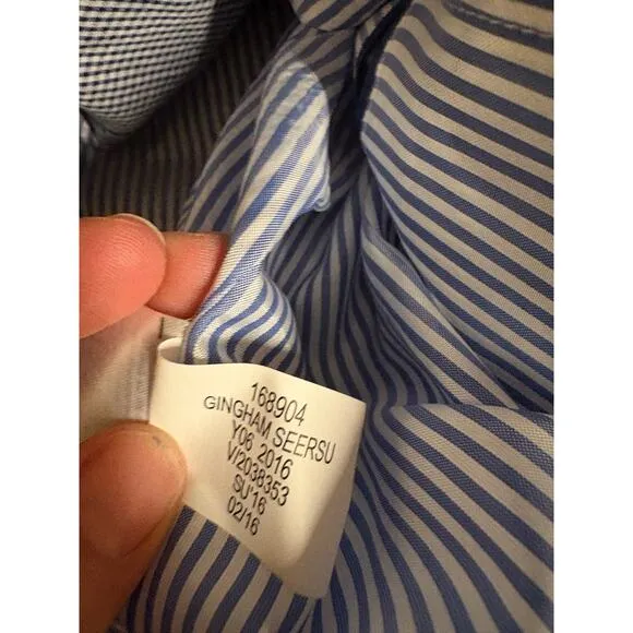 Banana Republic Tailored Fit Seersucker Suit Jacket Blue White Gingham 42R