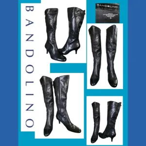 BANDOLINO ULIANA BLACK LEATHER DESIGNER BOOTS