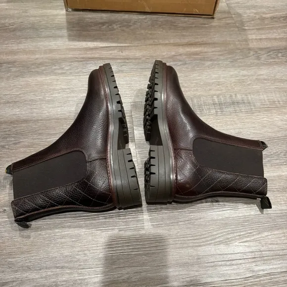 Barbour Evie Chelsea Brown Leather Pull On Boots