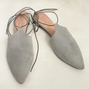 BARNEYS NEW YORK Mules Slip On Flats Ankle Wrap Women’s 10 Gray Suede Leather